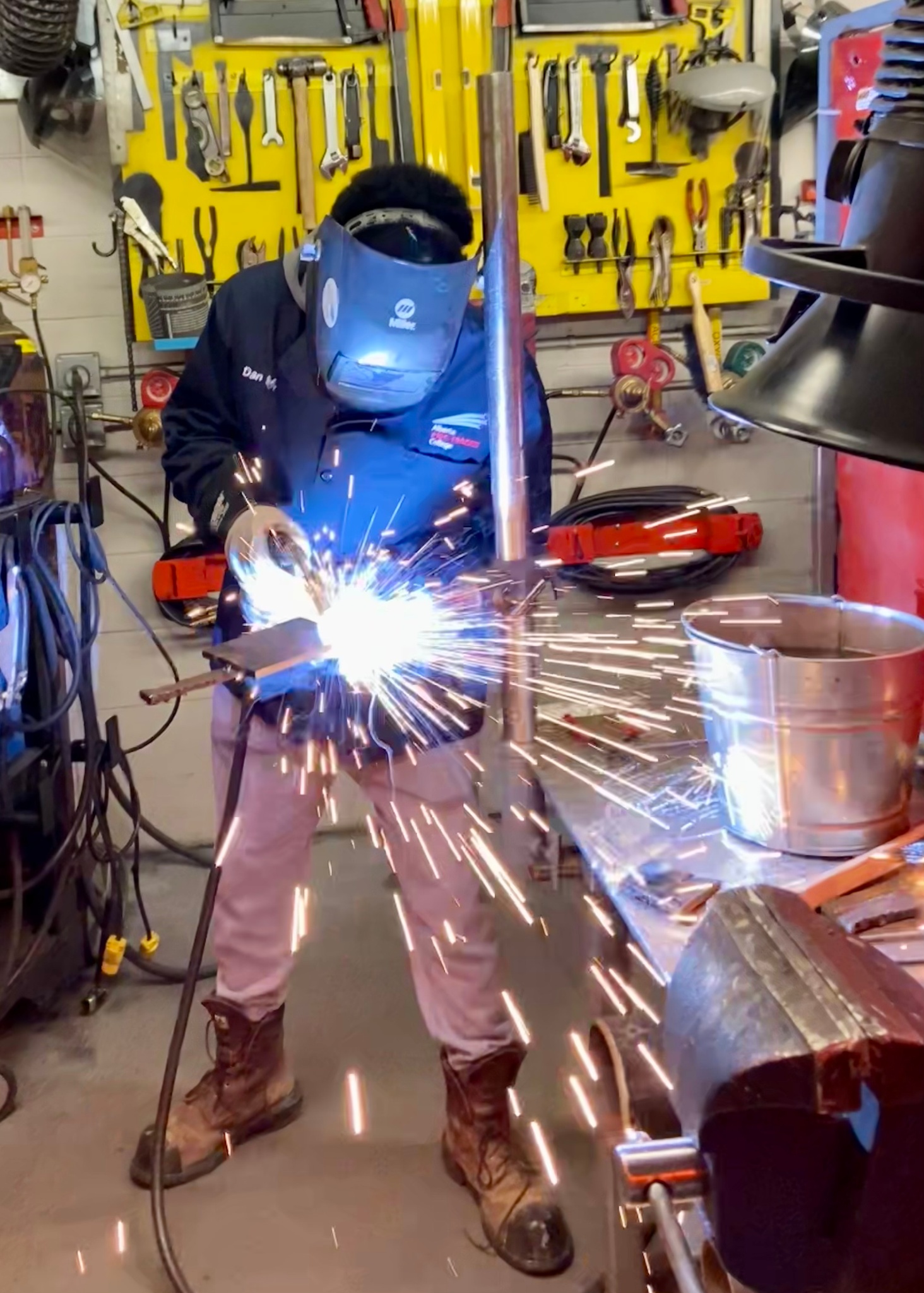 Pipe trades student at work