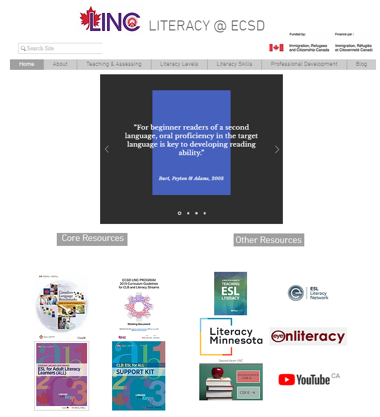 LINC Literacy at ECSD_front page.PNG