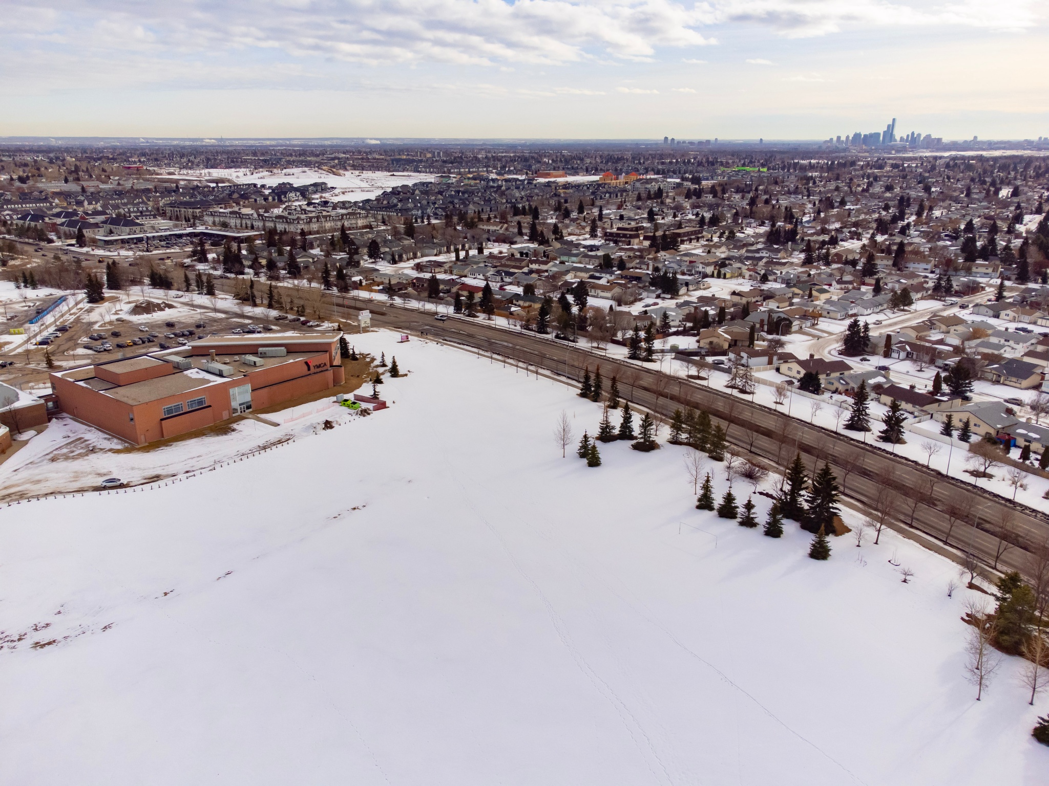 Aerial view of the site where Blessed Carlo Acutis Catholic High School will be built in the Dunluce/Castle Downs Neighbourhood.