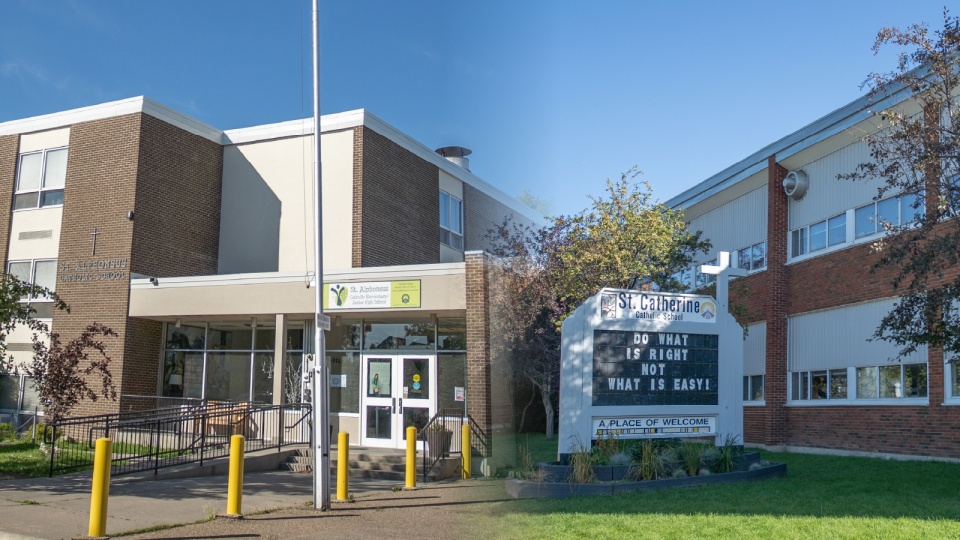 A photo collage of St Catherine and St Alphonsus Schools
