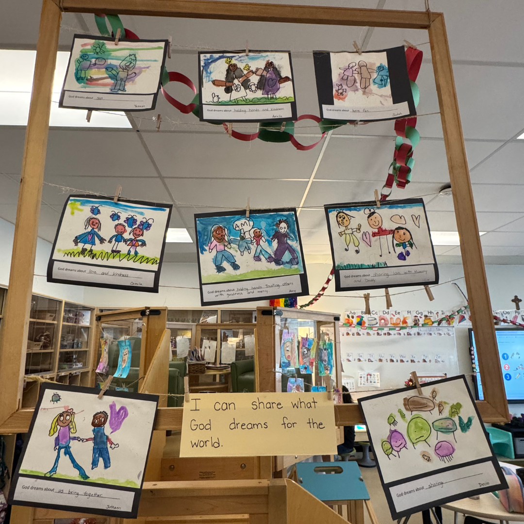 student art in a frame text I can share what God dreams for the world