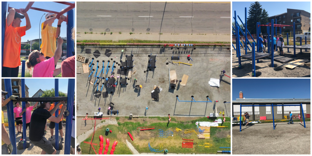 On Day 2, the new playground is starting to look more like a playground. 