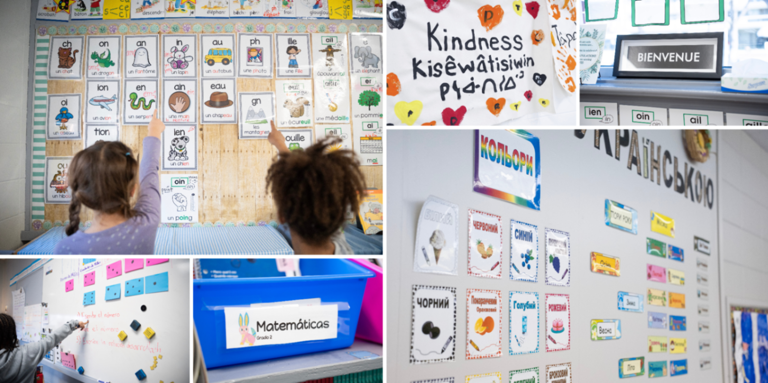 Language Programs banner representing French Ukrainian Spanish and Cree