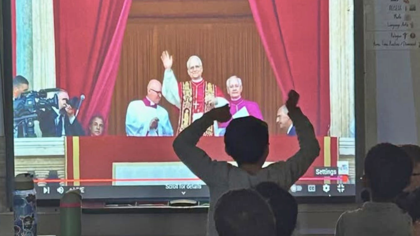 Student watching election of Pope Leo